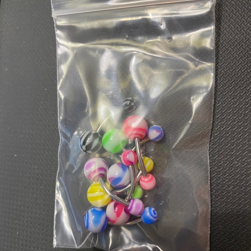 8 UV Acrylic Ball Steel Barbell Navel Rings